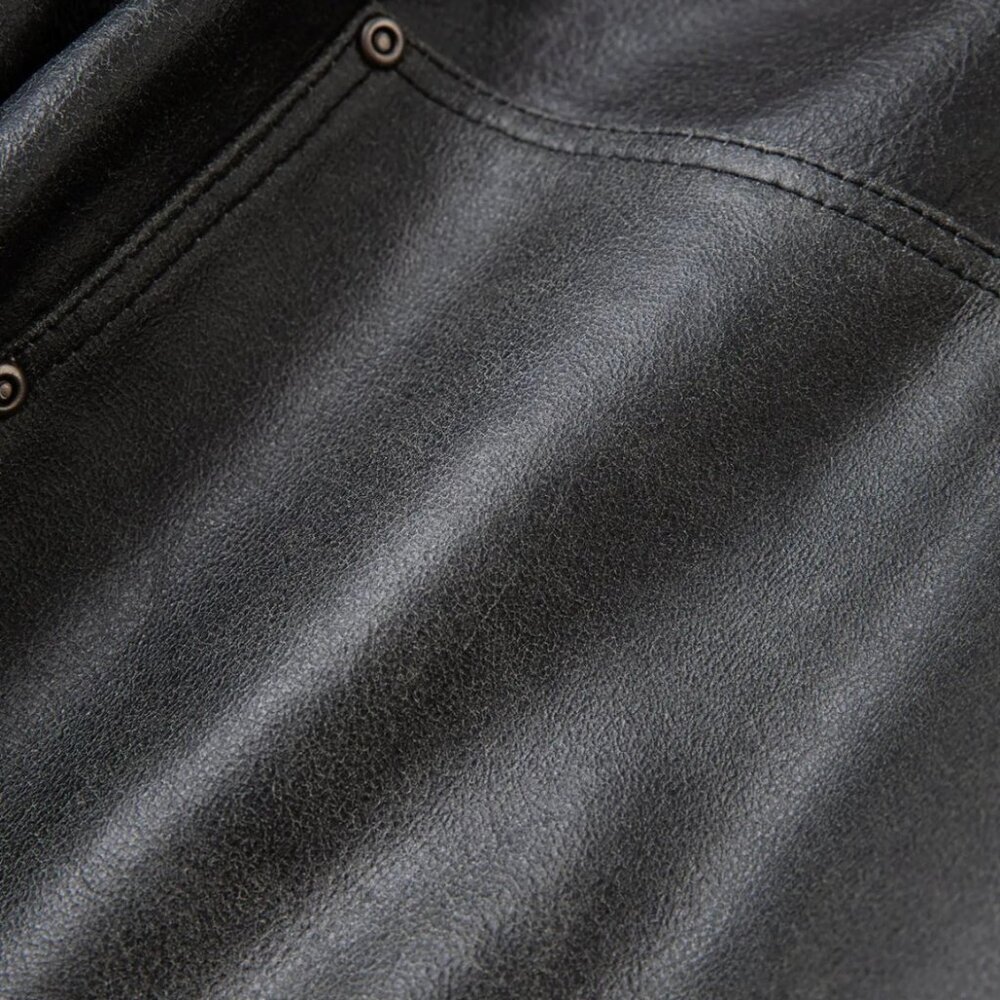 NEW FOUND Distressed Genuine Leather Carpenter Pants SZ 36 - Picture 4 of 10